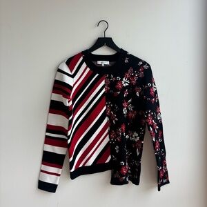 Milly Twilight Floral Striped Pullover,‎ Size S